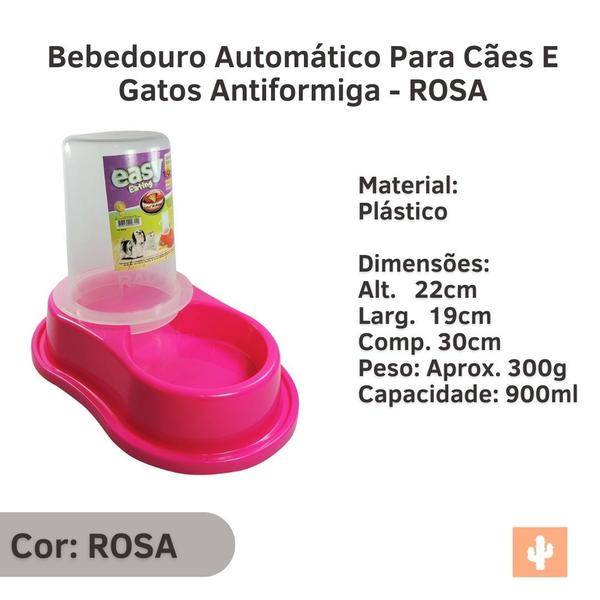 Imagem de Bebedouro Automático Para Cães E Gatos Antiformiga - ROSA