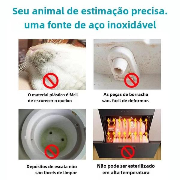 Imagem de Bebedouro Automático para Gato - Aço Inoxidável, Ultra Silencioso e com Filtro