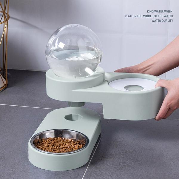 Imagem de Bebedouro Automático para Gatos e Cães - Fonte de Água e Ração com Bacia Bubble Ball (Verde)