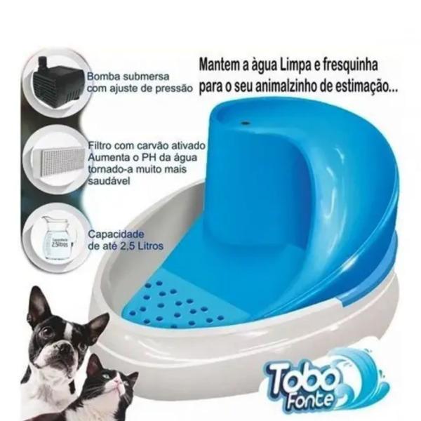 Imagem de Bebedouro Automático Tobo Fonte Azul para Cães e Gatos