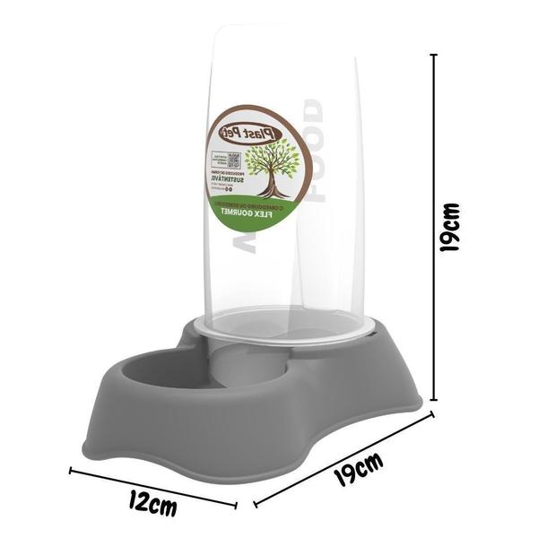 Bebedouro Comedouro Automático Flex Gourmet 650Ml Taupe - Plast Pet Imagem de Bebedouro Comedouro Automático Flex Gourmet 650Ml Taupe