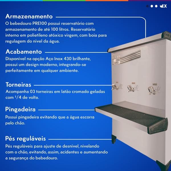 Imagem de Bebedouro de Água Industrial 100 Litros Inox PRE100 Acqua Gelata 220V