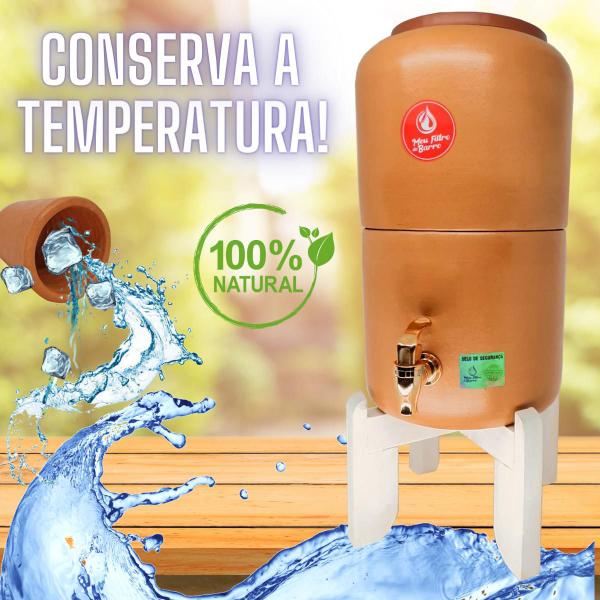 Imagem de Bebedouro De Barro Purificador Natural Com Copo Agua Kit