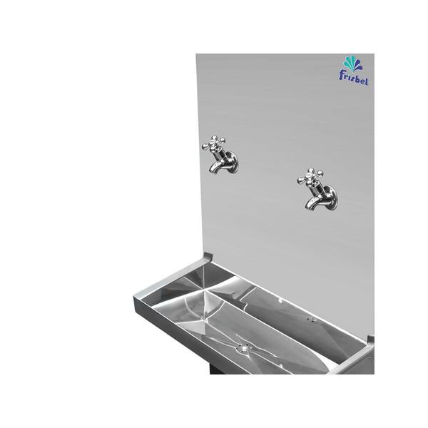 Bebedouro de Coluna Industrial 2 Torneiras 50 Litros Frisbel RAO5 Inox 220V Imagem de Bebedouro de Coluna Industrial 2 Torneiras 50 Litros Frisbel RAO5 Inox 220V