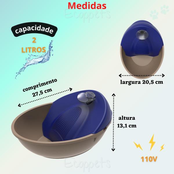 Bebedouro Fonte De Água Para Gatos Cães Pet Automático 110V - Plast Pet Imagem de Bebedouro Fonte De Água Para Gatos Cães Pet Automático 110V