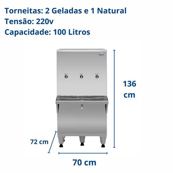 Imagem de Bebedouro Frisbel 100 Lts Coluna Inox 3 Tor 2 Gel 1 Nat 220v