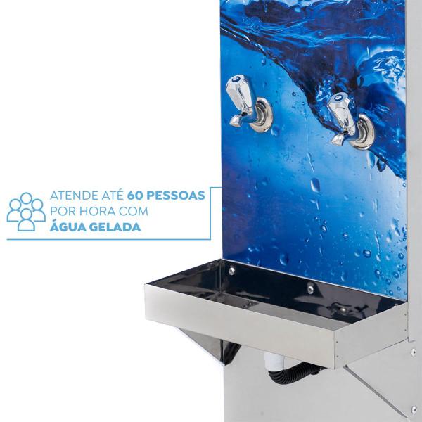 Imagem de Bebedouro Industrial Inox 25L 2 Torneiras Geladas Blue +  Filtro