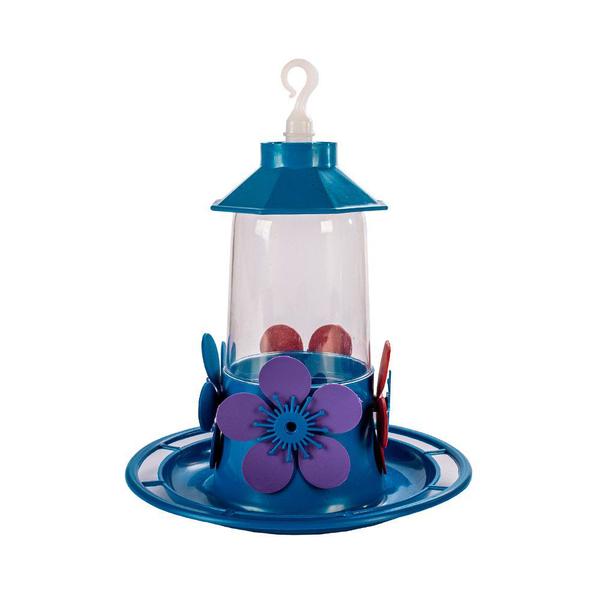 Imagem de Bebedouro Jel Plast Pet Piu Luxo Chapéu com Poleiro Azul para Beija-Flor - 250ml