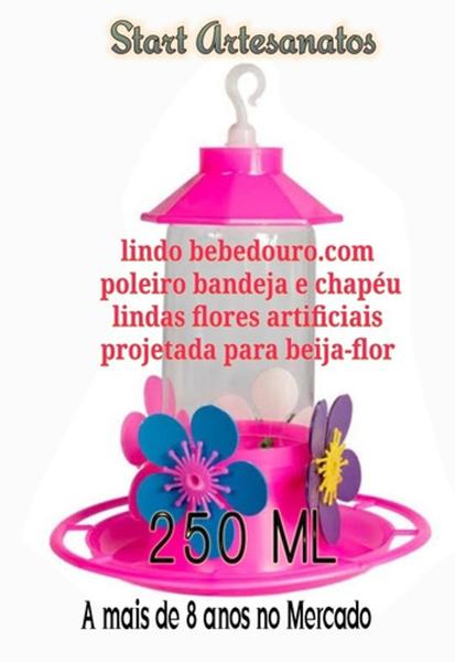 Bebedouro Para Beija Flores Flor Colibri 250 Ml Poleiro Luxo - Start Artesanatos Imagem de Bebedouro Para Beija Flores Flor Colibri 250 Ml Poleiro Luxo
