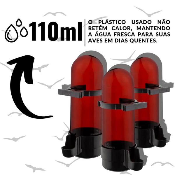 Imagem de Bebedouro Pássaros Médio Âmbar com Presilha 110ml