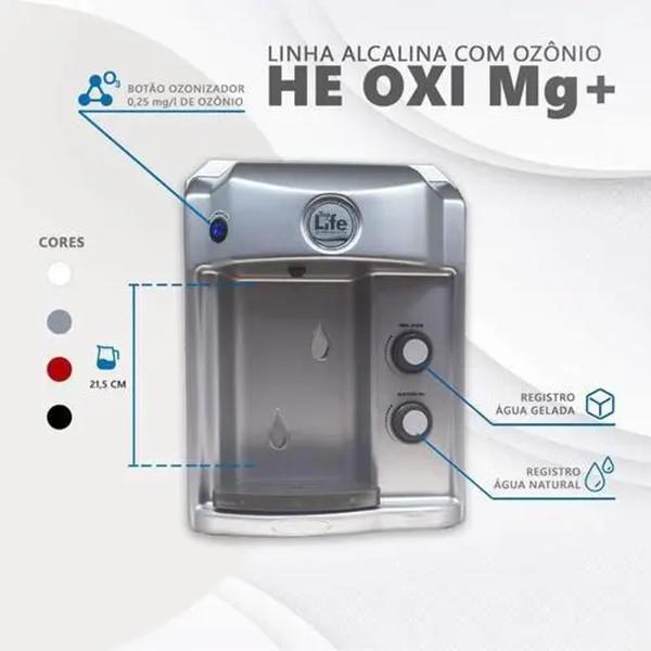 Imagem de Bebedouro Purificador de Água Alcalina Ionizada com Magnésio HE Oxi Mg+ TOP LIFE PRATA 127V