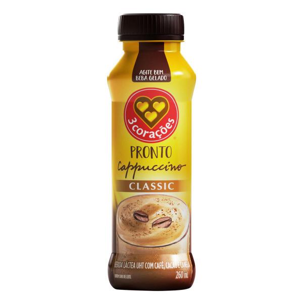 Bebida Láctea de Cappuccino 3 CORACÕES 260ml - 3 Corações Imagem de Bebida Láctea de Cappuccino 3 CORACÕES 260ml