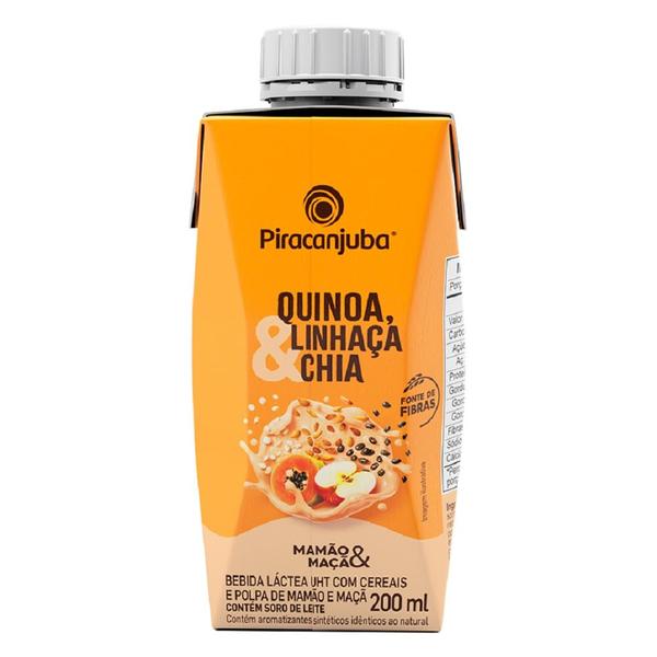 Imagem de Bebida Láctea Piracanjuba Quinoa, Linhaça e Chia Mamão e Maçã 200ml