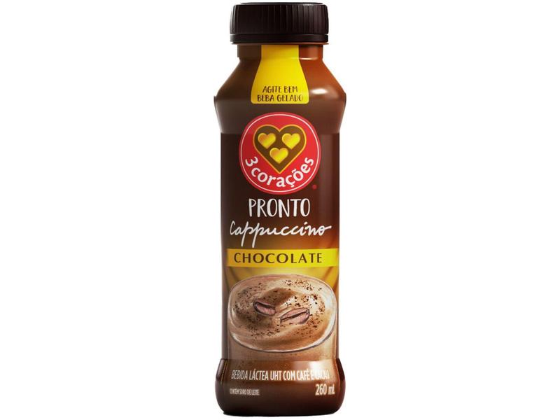 Bebida Láctea UHT 3 Corações Pronto Chocolate - Cappuccino 260ml Imagem de Bebida Láctea UHT 3 Corações Pronto Chocolate - Cappuccino 260ml