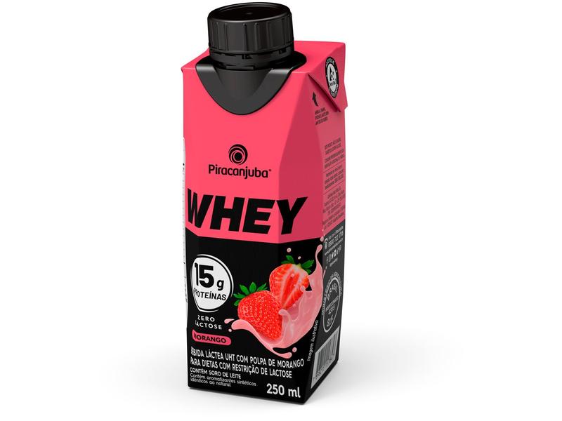 Bebida Láctea UHT com 15g de Proteína Piracanjuba - Whey 15g Morango Zero Lactose 250ml Imagem de Bebida Láctea UHT com 15g de Proteína Piracanjuba