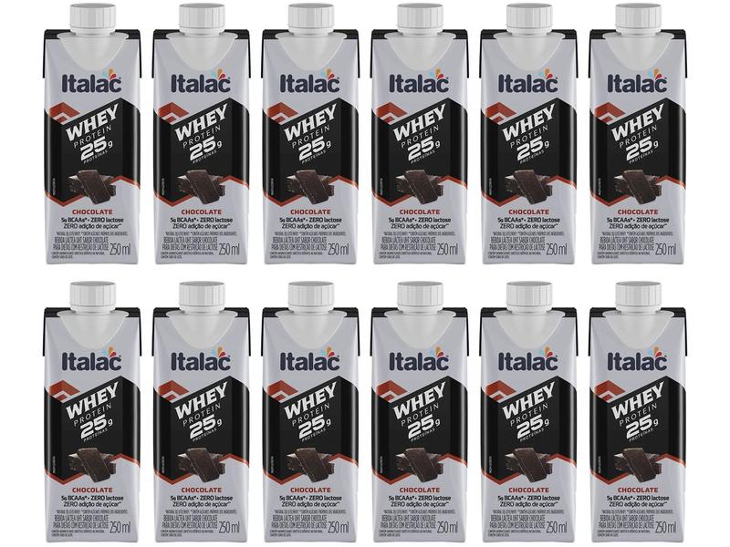 Bebida Láctea UHT Proteica com 25g de proteínas - Italac Chocolate 250ml 12 Unidades Imagem de Bebida Láctea UHT Proteica com 25g de proteínas