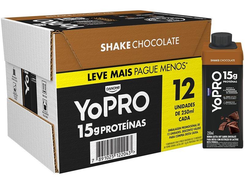 Bebida Láctea UHT YoPRO 15g de Proteínas - Chocolate 250ml 12 Unidades