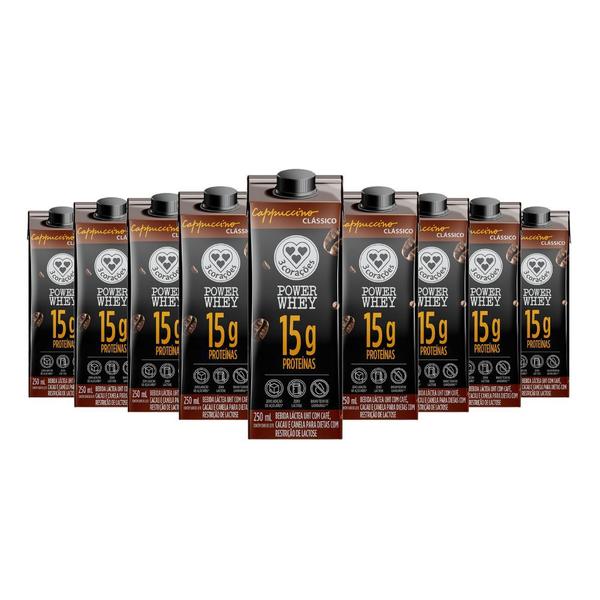 Imagem de Bebida Proteica Power Whey Cappuccino Clássico 3 Corações (Cx 12un de 250ML)