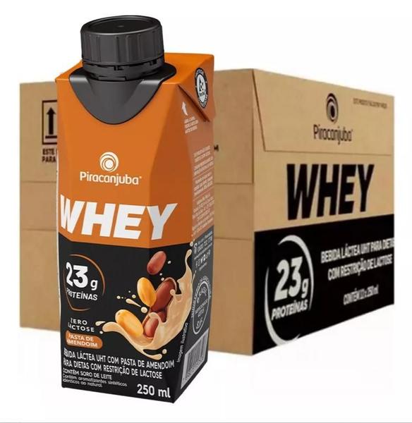 Imagem de Bebida Whey Zero Lactose Piracanjuba Pasta De Amendoim 23g e 5g de BCAAs de 250ml - 12 Unidades