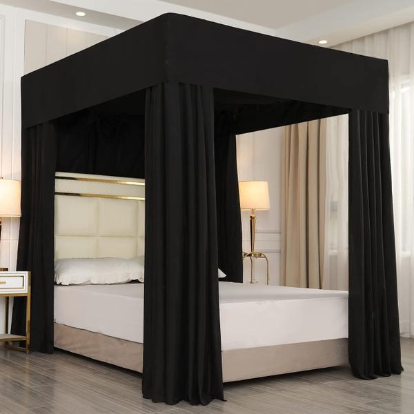 Imagem de Bed Canopy Mengersi Black Sheer para cama queen size