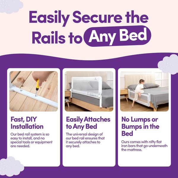 Imagem de Bed Rail ComfyBumpy Extra Tall 60 cm para criança Twin XL, branca