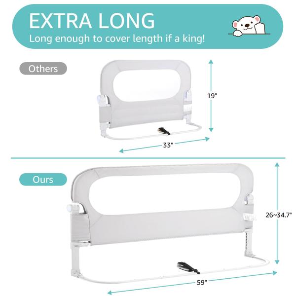 Imagem de Bed Rail NUTIKAS para crianças pequenas Cama king size com ajuste. Altura