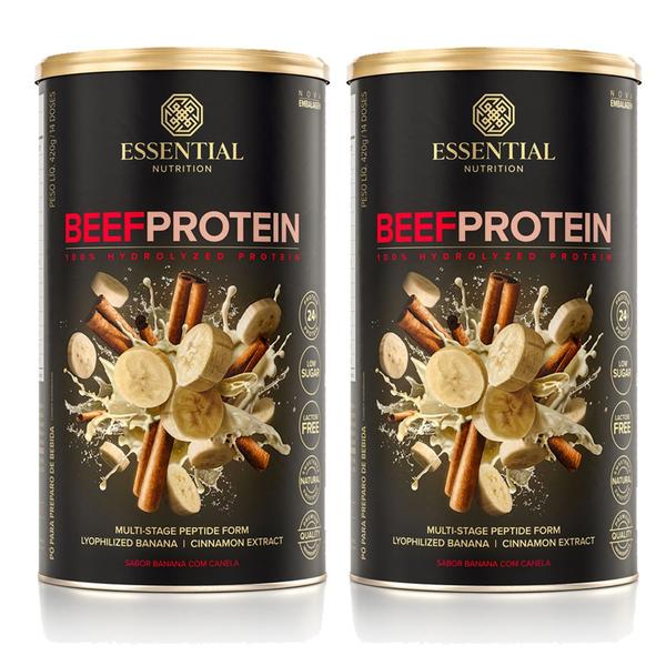 Imagem de Beef Protein Banana com Canela 420g Essential Nutrition - 2 unidades