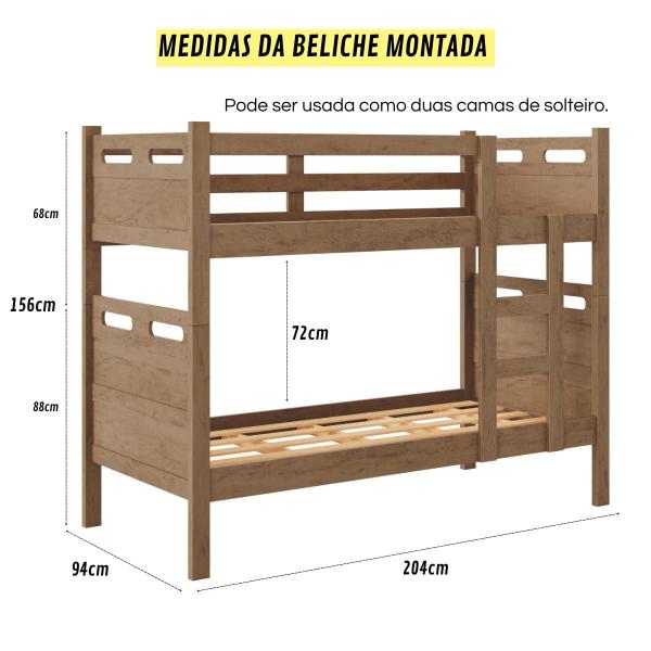 Imagem de Beliche com Cama Auxiliar Jaspe Treliche MDF