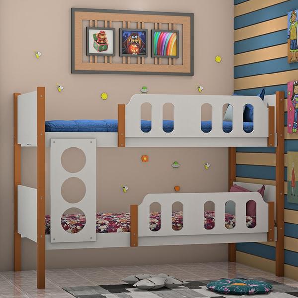 Beliche Infantil Solteiro Ônix - Branco Mel - Divaloto Móveis - MADEIRA STORE Beliche Infantil Solteiro Ônix - Branco Mel - Divaloto Móveis - MADEIRA STORE