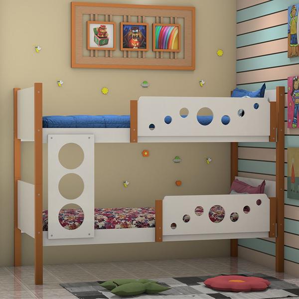 Beliche Infantil Solteiro Star Branco com Mel - Divaloto Móveis - MADEIRA STORE Beliche Infantil Solteiro Star Branco com Mel - Divaloto Móveis - MADEIRA STORE