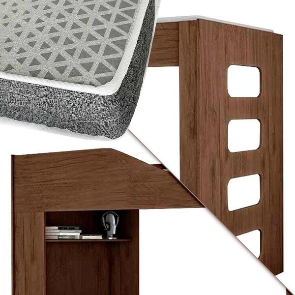 Imagem de Beliche Solteiro Com Cama Auxiliar 100% MDF Amêndoa Hibisco Incabrás Com 3 Colchões Probel