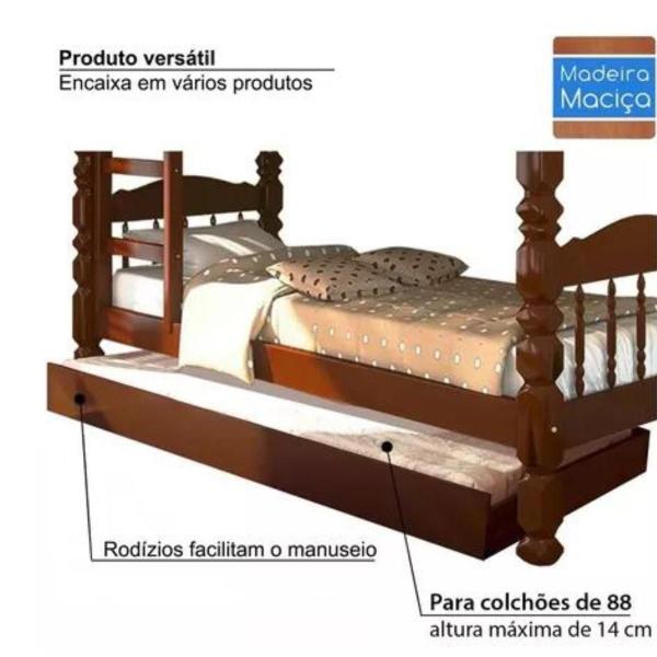 Imagem de Beliche Torneada com Cama Auxiliar De Madeira Maciça Super Resistente