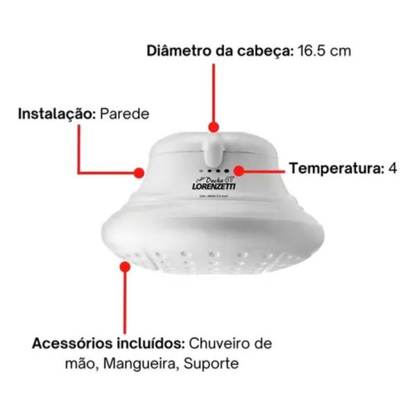 Imagem de Bella Ducha Turbo Ultra 4T Pressurizador 220V 6800W Lorenzetti