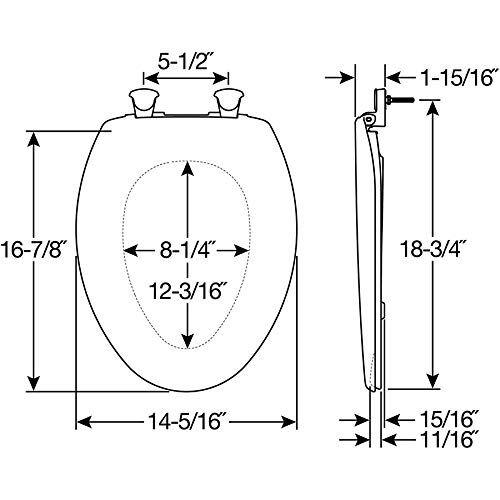 Imagem de Bemis 1200SLOWT 047 vai fechar lentamente, nunca afrouxar e remover facilmente assento do vaso sanitário, alongado, preto