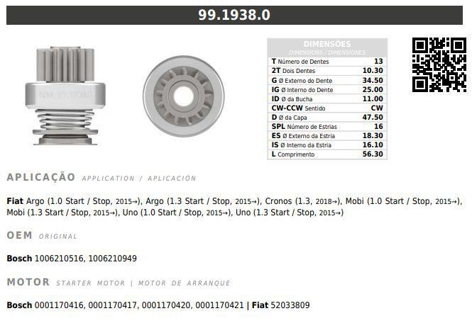 Imagem de Bendix Impulsor de Partida BZM 1938 Fiat 13 Dentes