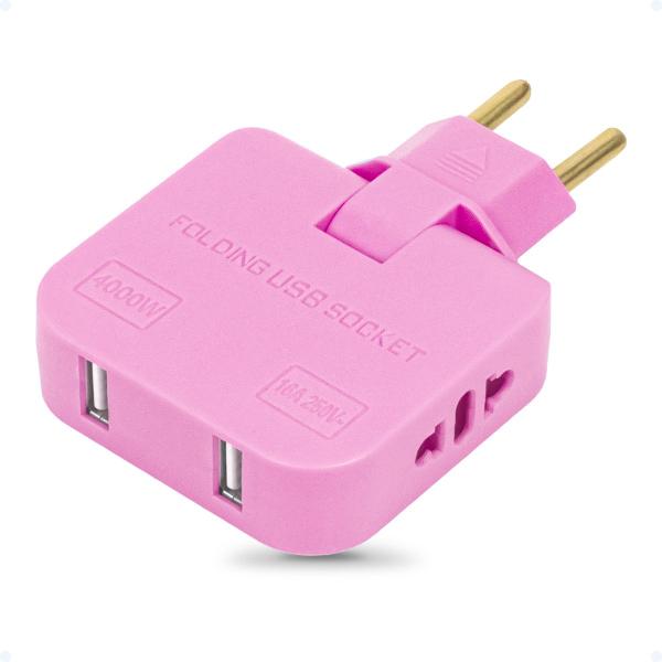 Imagem de Benjamim Adaptador T Articulado 16A Com 2 Plug USB Bivolt