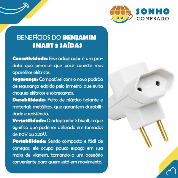 Imagem de Benjamim Smart 10A 3 saídas BRA 043690 InterNEED