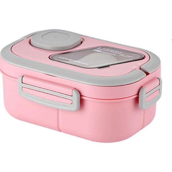 Imagem de Bento box com talher lunch box rosa 1200 ml.tamanho 19 x 13 x 10 cm.