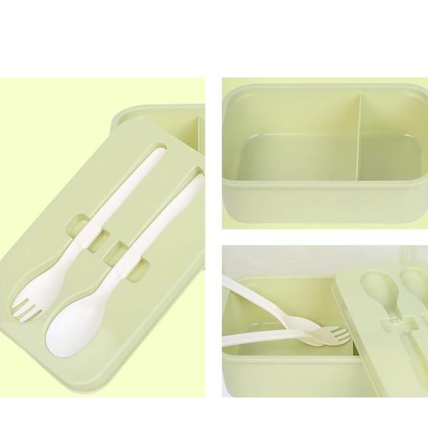 Imagem de Bento box retangular com talheres de 1200 ml. verde miniso.