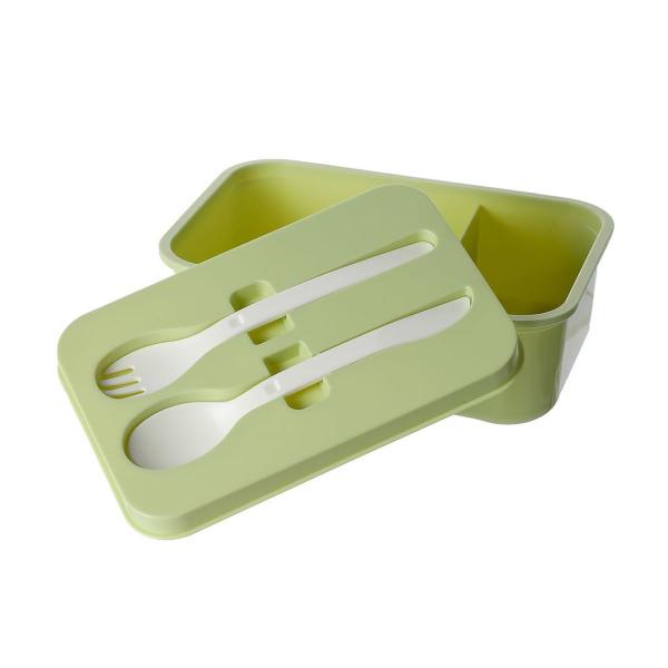 Imagem de Bento box retangular com talheres de 1200 ml. verde miniso.