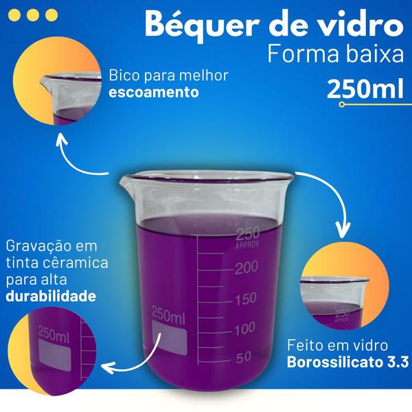 Imagem de Béquer Becker Vidro Forma Baixa Griffin 250ml Laboratório