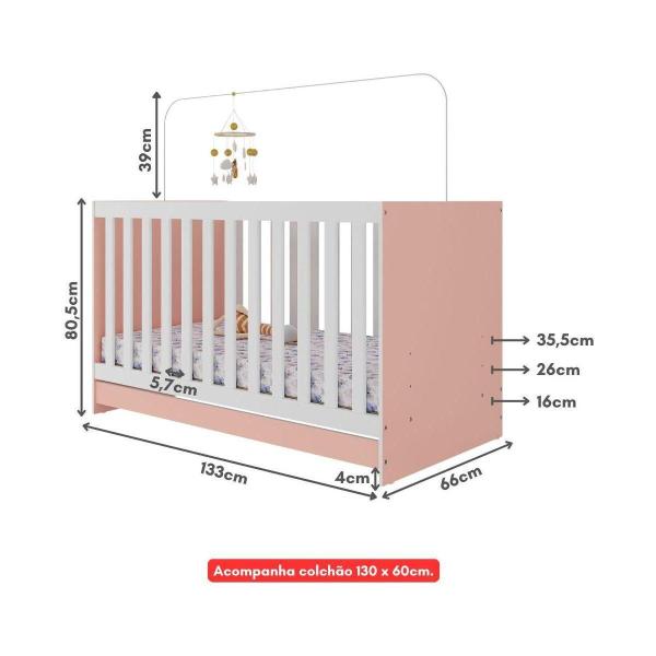 Imagem de Berço 3 em 1 com Colchão Incluso Doce de Leite Multimóveis MP4310