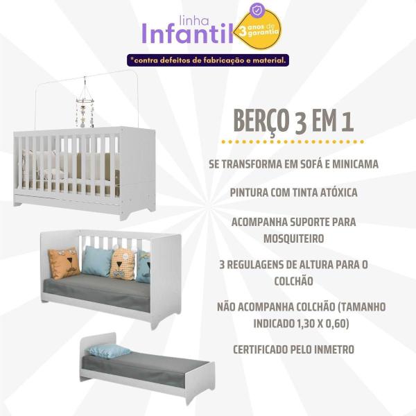 Imagem de Berço 3 em 1 para Colchão 60x130cm Pipoca Multimóveis BB0527