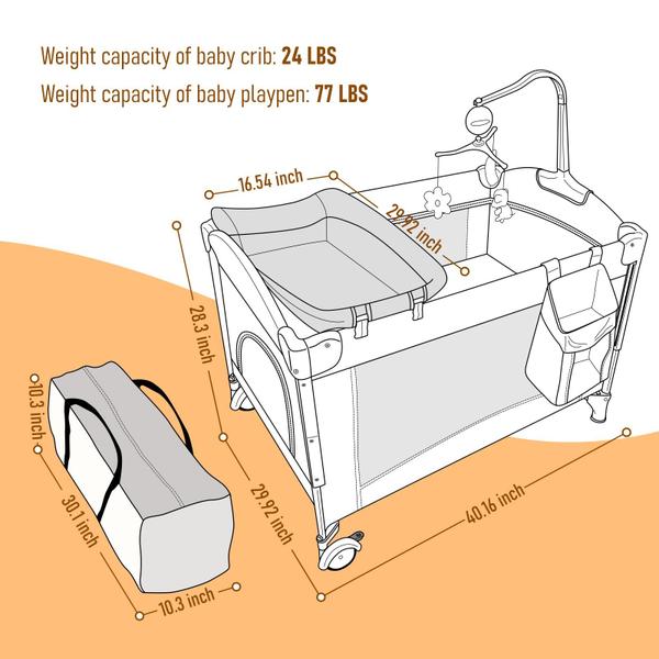 Imagem de Berço 5 em 1 Jaoul Baby Bassinet ao lado de um dorminhoco com brinquedos