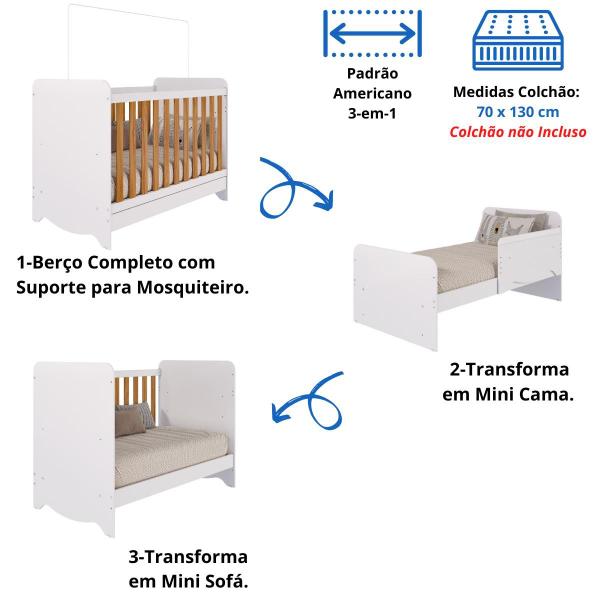 Imagem de Berço Americano Ben 3 em 1 Mini Cama Mini Sofá 100%MDF Móveis Peroba