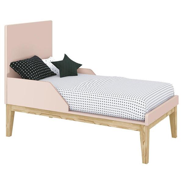 Imagem de Berço Americano com Colchão e Guarda Roupa Classic 3 Portas Rosa Pés Madeira Natural - Reller