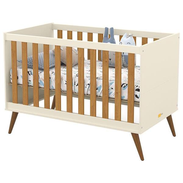 Imagem de Berço Americano com Trocador e Cômoda Infantil Retro Gold Off White Freijó Eco Wood  Matic