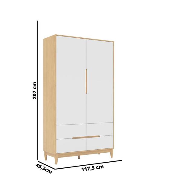 Imagem de Berço Americano Cômoda e Guarda Roupa MDF Linha Tomi Branco com Carvalho Marca Quater