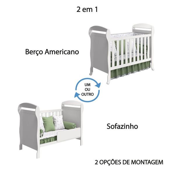 Imagem de Berço Americano  Danny 2 em 1 Vira Sofazinho Branco Fosco - Reller