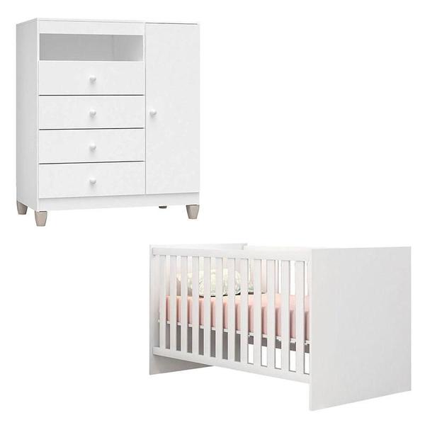 Imagem de Berço Americano Doce Sonho 100 com Cômoda Infantil Ternura Baby Branco Brilho - Incorplac